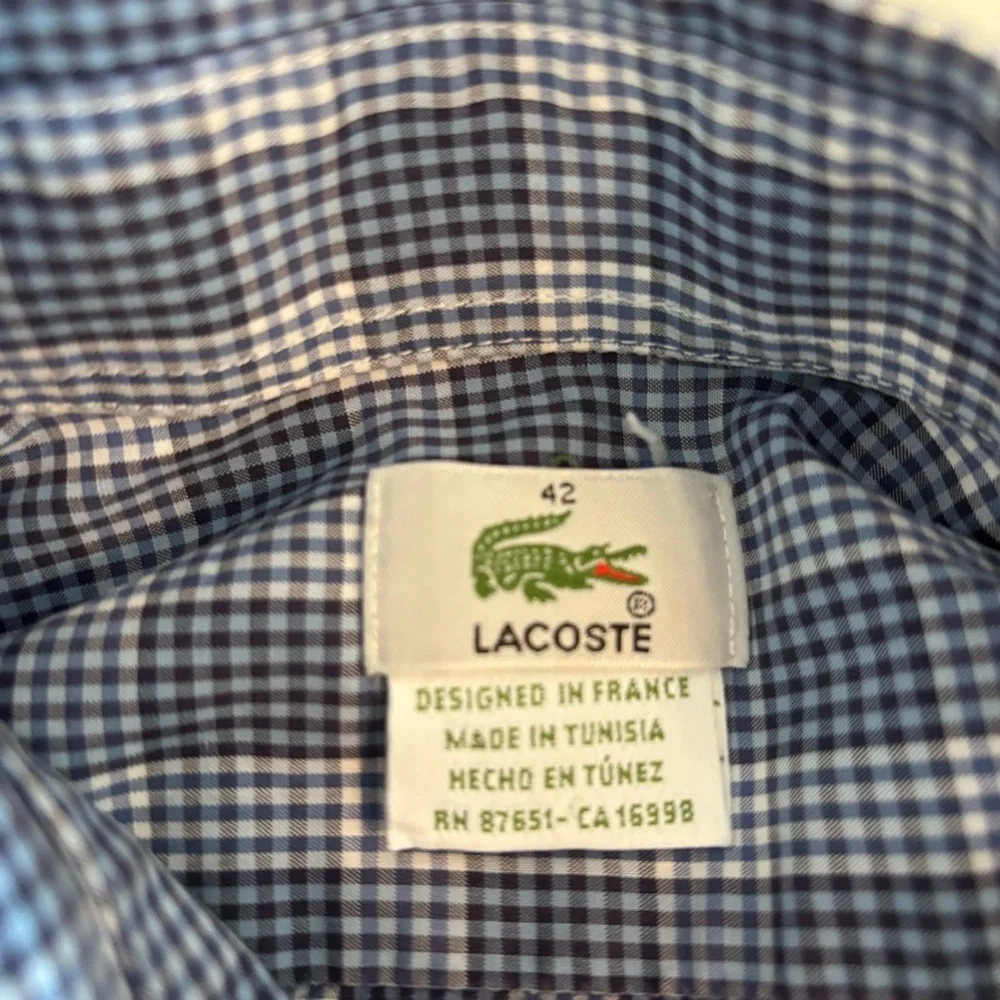 Lacoste Plaid Button Down Mens Size EU 42 Designer Work Shirt